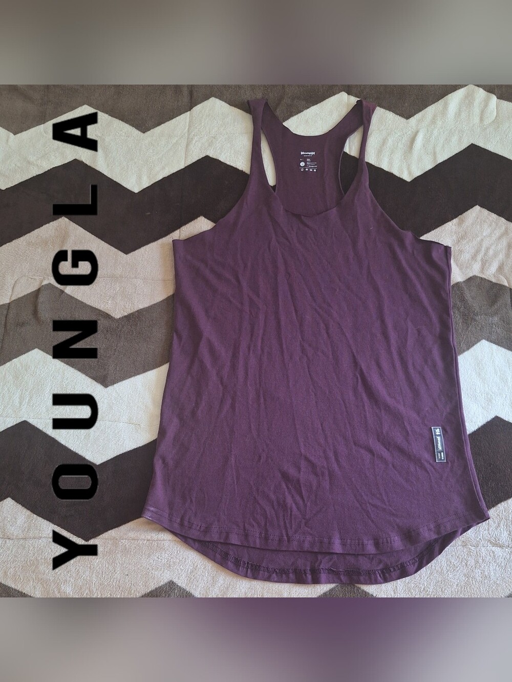 YoungLA Elongated Racerback Stringer Tank Top With Raw Hem